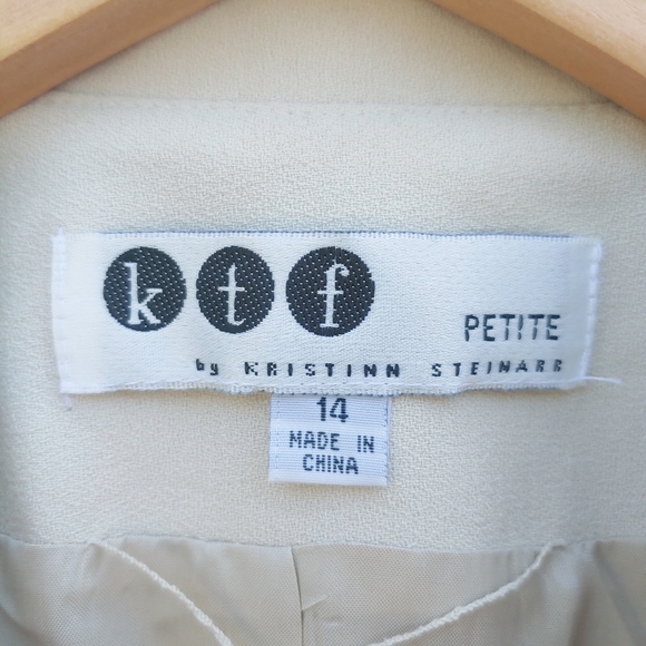 KTF by Kristinn Steinare Vintage Cream 2 Piece Jacket Suit Skirt Sz 14 - Picture 7 of 8